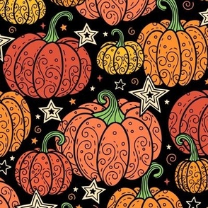 Swirly Pumpkins in Shades of Orange (Large Scale)
