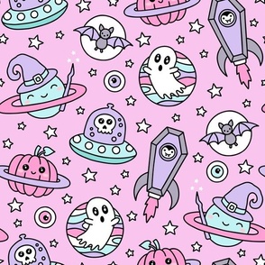 Halloween in Space on Pink (Large Scale)