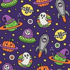 Halloween in Space on Purple (Medium Scale)