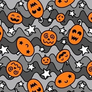 Groovy Pumpkins on Gray (Small Scale)