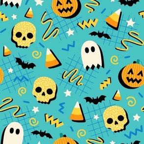 90s Halloween on Aqua (Large Scale)