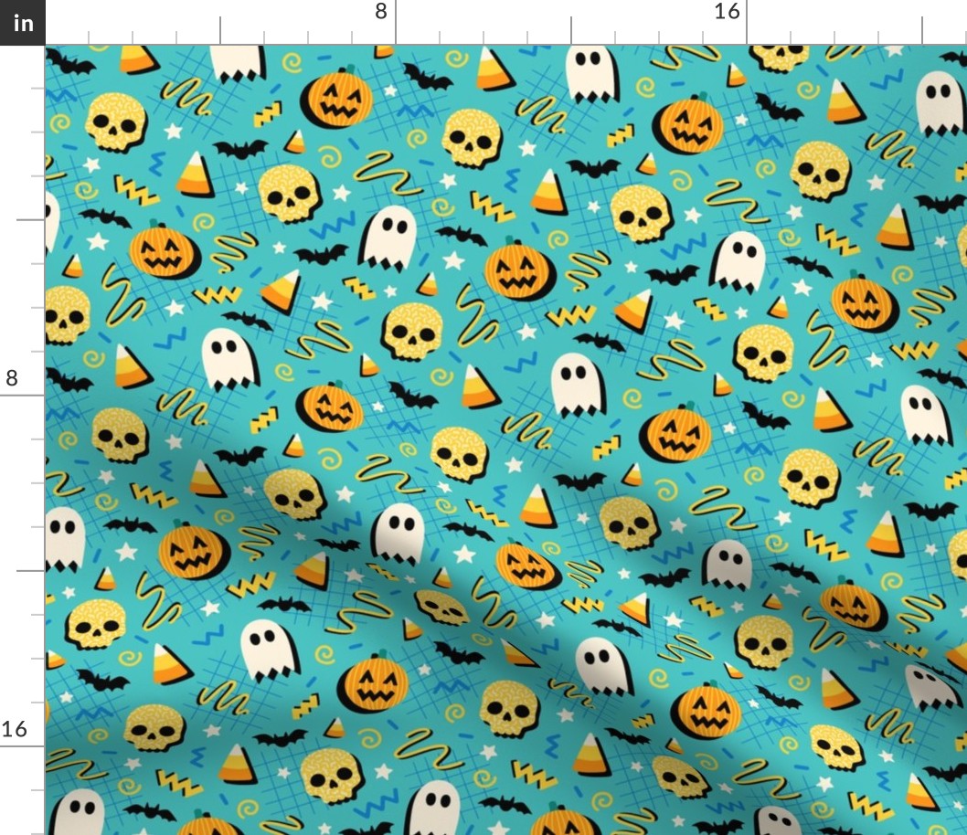 90s Halloween on Aqua (Medium Scale)