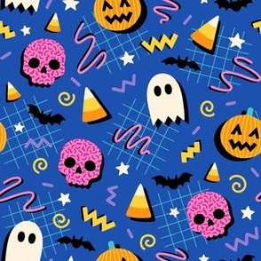 90s Halloween on Blue (Medium Scale)