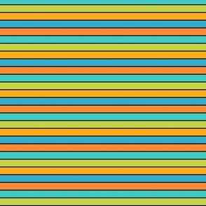 Aqua Teal Green Orange Horizontal Stripe (Small Scale)