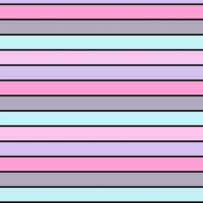 Pink Purple Gray Blue Horizontal Stripe (Large Scale)