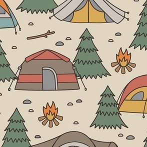 Tents on Beige (Large Scale)