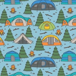 Tents on Blue (Small Scale)