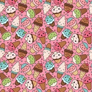 Cute Ice Creams on Pink (Small Scale)