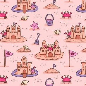 Sandcastles on Pink (Small Scale)