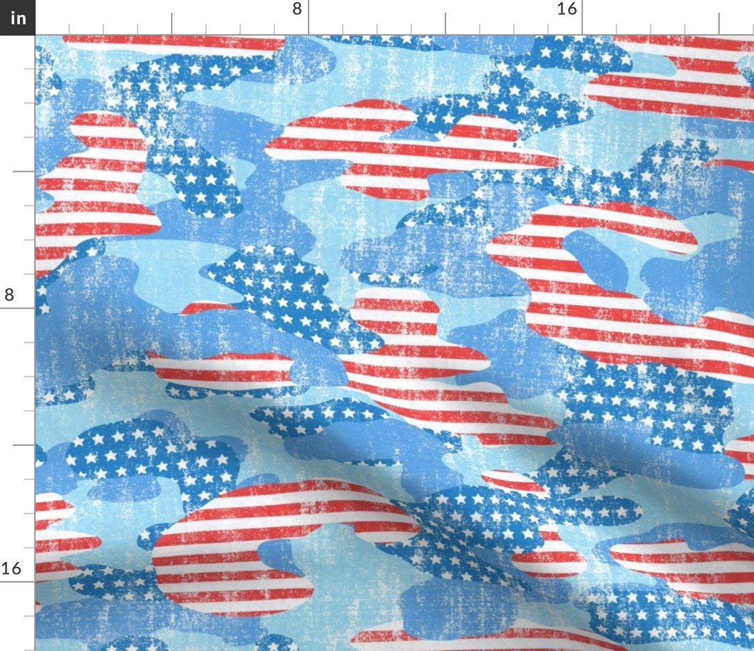 Distressed Patriotic Camouflage in Brights (Large Scale) 