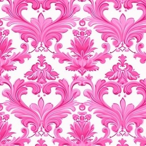 Barbiecore Pink/Hot Pink Damask Pattern