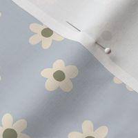 Daisies Blue-gray Olive Green and Cream