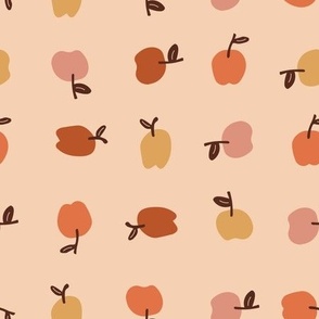 Medium - Apple Snacks on the Autumn Trail - Pink Orange Mustard Yellow - Retro Vintage 70s