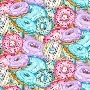 Watercolor Donuts layered tossed smaller scale