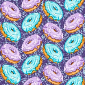 Purple and Teal Donuts on Purple Smaller