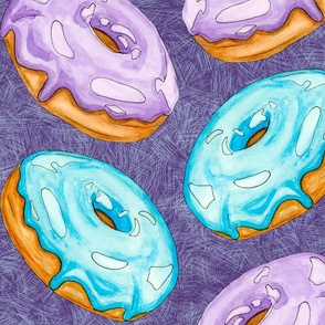 Purple and Aqua Donuts on Purple
