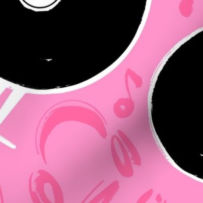 Pink and Blue Nostalgic Music Retro Vinyl - Large Scale