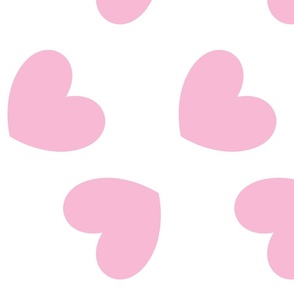 Spring Day Pale Pink Hearts on White