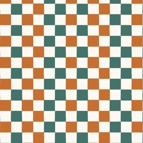 Halloween Check_Medium_Marmalade Rust fir teal green_Hufton Studio