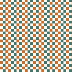 Halloween Check_Small_Marmalade Rust fir teal green_Hufton Studio