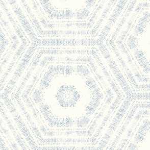 jumbo textured abstract hexagon tessellation // chambray blue on cream