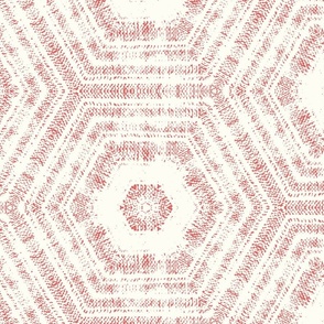 jumbo textured abstract hexagon tessellation // raspberry on cream