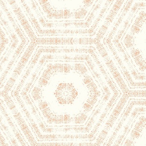 jumbo textured abstract hexagon tessellation  // tangerine on cream