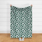 Large Scale Cow Print in Pine Green and White