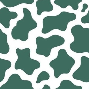 Medium Scale Cow Print in Pine Green and White