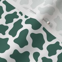 Small Scale Cow Print in Pine Green and White