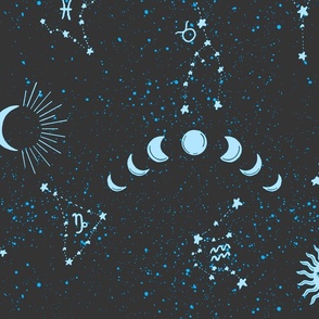 Witchy Nights |  Celestial Zodiac Sky | Blue