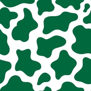 Large Scale Cow Print in Emerald Green and White