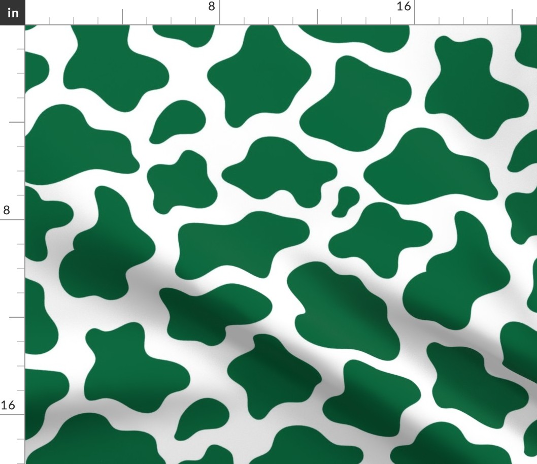 Large Scale Cow Print in Emerald Green and White