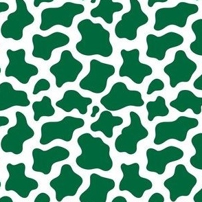 Small Scale Cow Print in Emerald Green and White