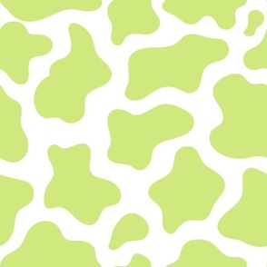 Large Scale Cow Print in Honeydew Green and White