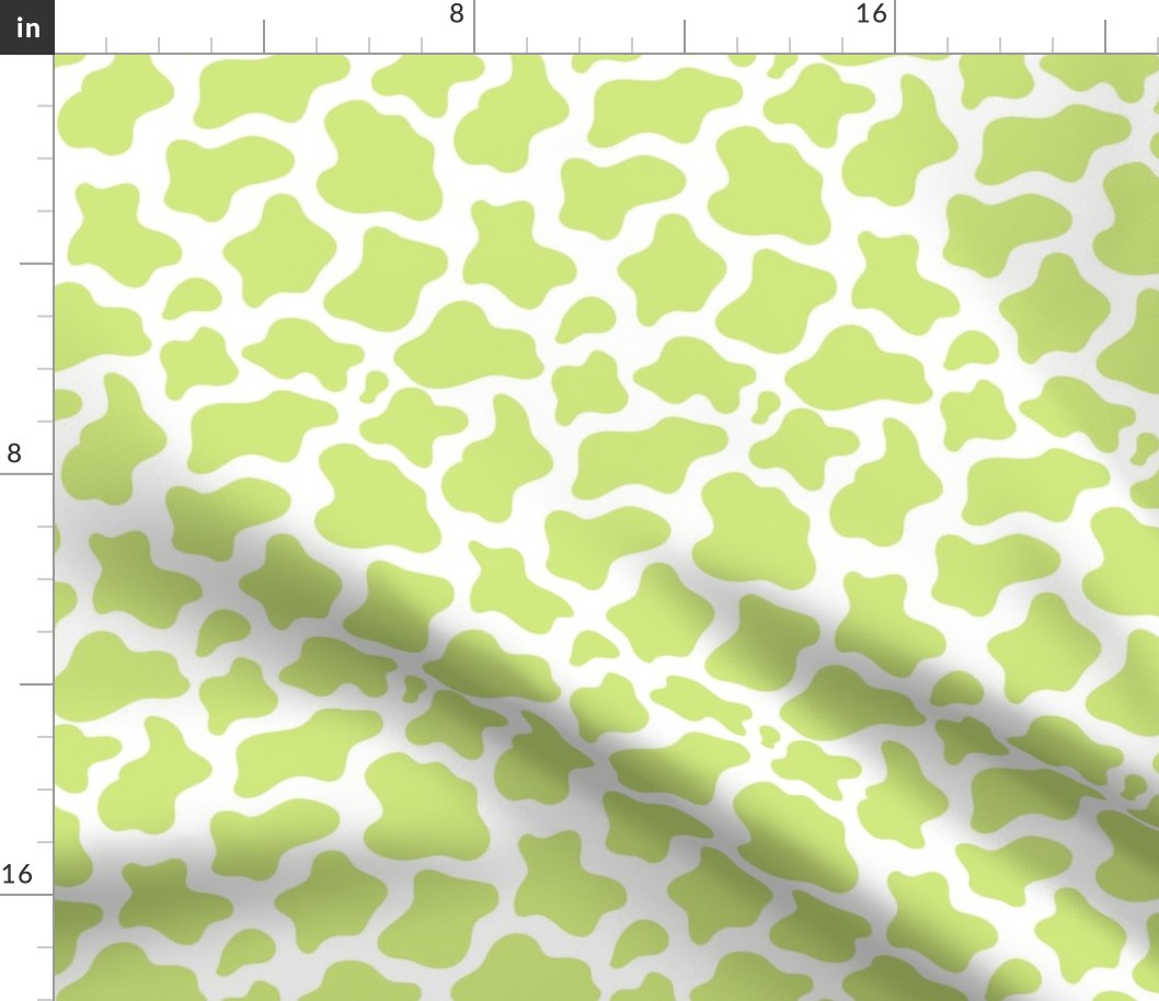 Medium Scale Cow Print in Honeydew Green and White