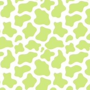 Small Scale Cow Print in Honeydew Green and White