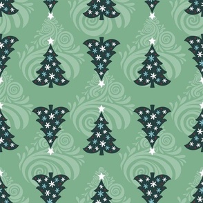 Whirling Winter Christmas Tree Green