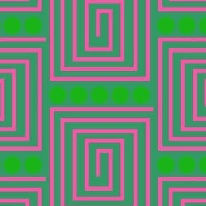 Geometric pink and green / dark green