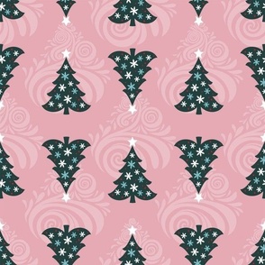 Whirling Winter Christmas Tree Pink