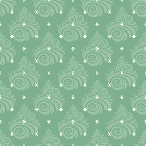 Festive Christmas Swirls And Snowflakes Green