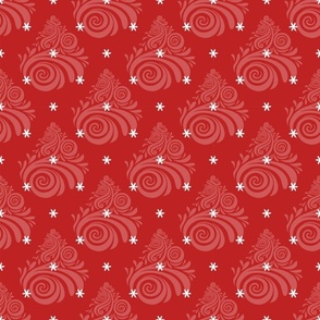 Festive Christmas Swirls And Snowflakes Red