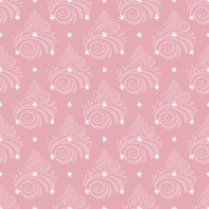 Festive Christmas Swirls And Snowflakes Pink
