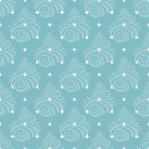 Festive Christmas Swirls And Snowflakes Blue