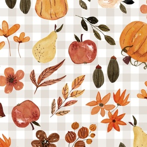 Fall / Autumn (soft sand gingham, patt 3) large scale