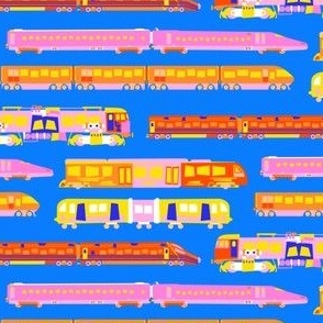 Totally Trains - Modern Marvels - Bright Retro Blue + Orange - SMALL