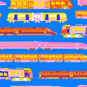 Totally Trains - Modern Marvels - Bright Retro Blue + Orange - LARGE