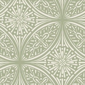 fancy tile - creamy white _ light sage green - home decor