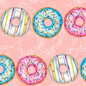 Watercolor Giant Donuts Striped on Peach