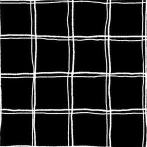 Imperfect Grid - Hand-drawn Double Lines on Black 2X
